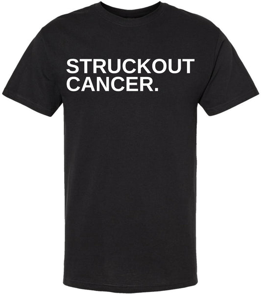Struckout Cancer Printed Short Sleeve T-Shirt | Motivational Sports Survivor Tee Shirt, Black