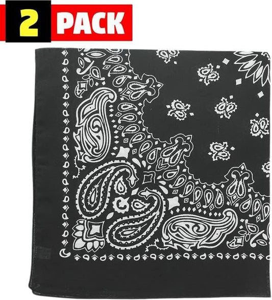 Trainmen Paisley Bandana Head Scarf Do-rag 100% Cotton Bandanna Cover 22" x 22", 2 Pack