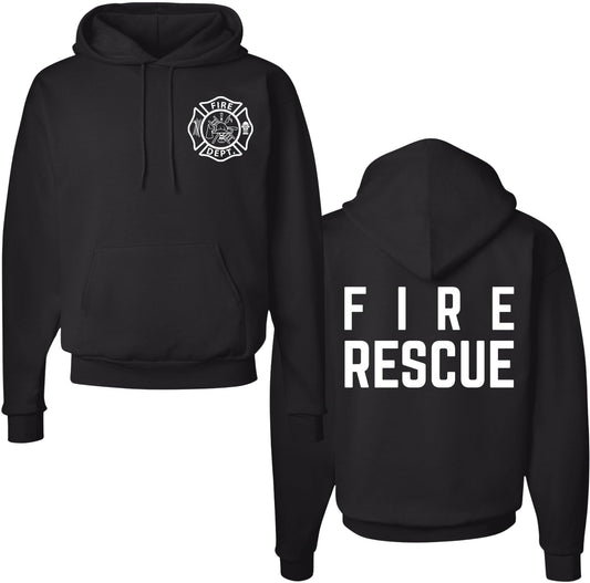 Fire Rescue Team Double Sided Hoodie Sweatshirt Printed Firefighter Dept. First Responder Warm Hooded Pullover