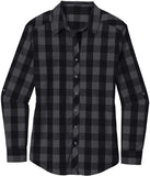 Women’s Buffalo Plaid Flannel Shirt Button Up Open Collar Lightweight Super Soft French Front Top