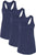 Jersey Racerback Tank Top Set | Relaxed Fit Athletic Running Yoga Tanks Tops, Womens, 3 Pack