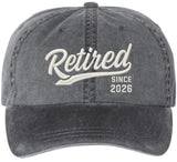 Retired Since 2026 Embroidered Baseball Cap New Retirees Washed Vintage Style Cotton Hat