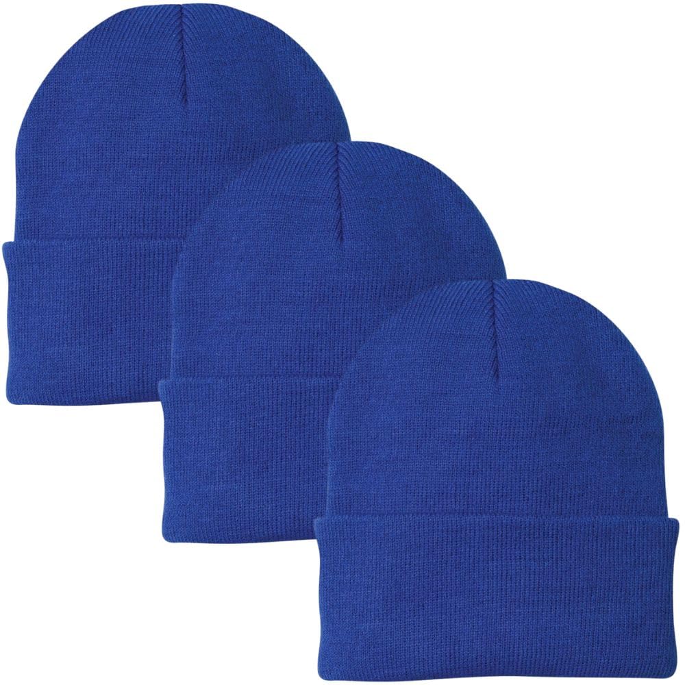 3 Pack Acrylic Beanie Watch Caps, Warm Knit Skull Cap for Men & Women, Blanks Soft Winter Hats