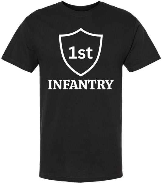 USA 1st Infantry Printed T-Shirt | U.S. Army Military Patriotic Tee | 100% Cotton Crewneck Unisex Shirt