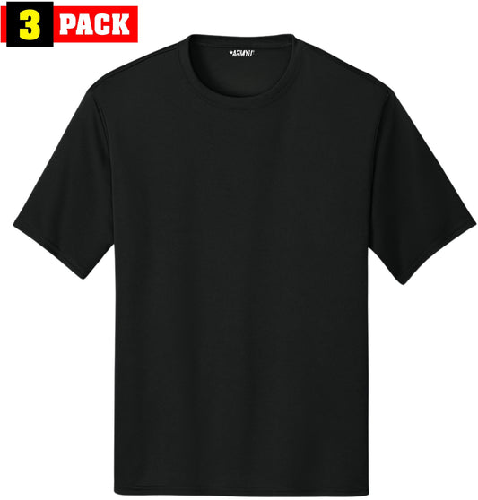 Solid Performance Military Tactical T-Shirts | 100% Polyester Moisture Wicking Tee Shirts, 3-Pack