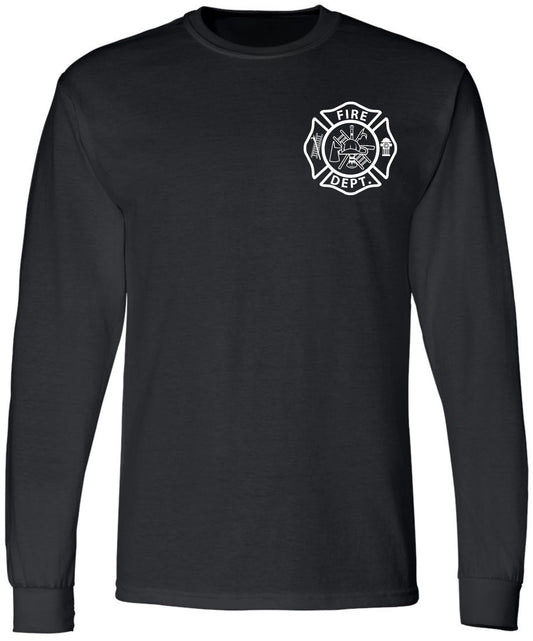 Fire Dept. Fire Rescue Long Sleeve T-Shirt | Firefighter First Responder Warm Double Side Printed Tee Shirt