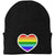 Rainbow Heart Embroidered Beanie Hat LGBTQ+ Pride Love All Gender Winter Skull Cap
