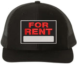 For Rent Sign Embroidered Trucker Hat | Adjustable Structured Mesh Back Baseball Cap