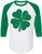 Four Leaf Clover Distressed Green Raglan T-Shirt - St. Patrick's Day White & Green Unisex 3/4 Sleeve Shirt