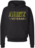 Army Veteran Hoodie - Military Camo Graphic Pullover Sweatshirt, Proud Veteran Apparel, Warm Fleece Hoodie, Black