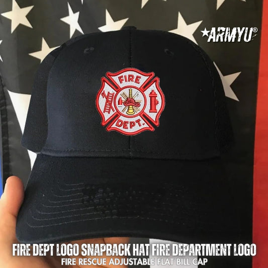 Fire Department Logo Snapback Hat | Adjustable Flat Bill Cap for Fire Department Rescue Support