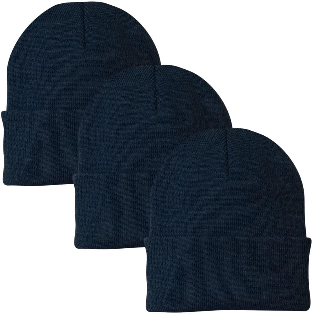 3 Pack Acrylic Beanie Watch Caps, Warm Knit Skull Cap for Men & Women, Blanks Soft Winter Hats
