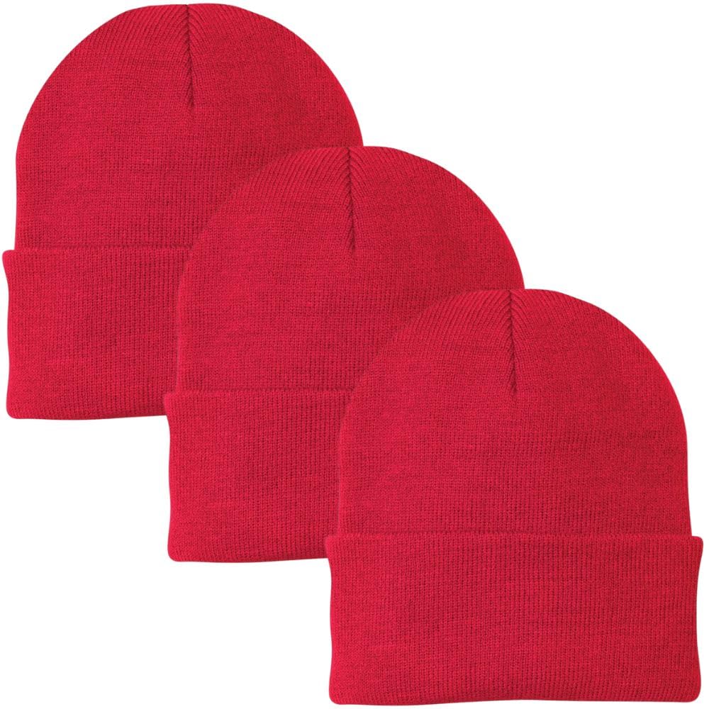 3 Pack Acrylic Beanie Watch Caps, Warm Knit Skull Cap for Men & Women, Blanks Soft Winter Hats