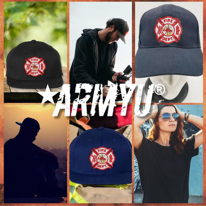Fire Department Logo Snapback Hat | Adjustable Flat Bill Cap for Fire Department Rescue Support