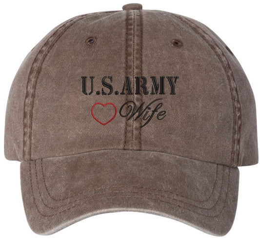 US Army Wife Embroidered Hat Proud USA Military Veteran Soldier Unstructured Adjustable Baseball Cap