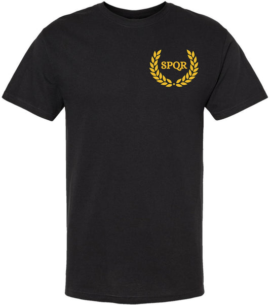 SPQR Roman Eagle Feather Printed T-Shirt | Ancient Roman Empire Latin Historic Military Crest Tee