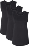 Women's Jersey Muscle Tank Top Shirts | Soft Cotton Relaxed Fit Workout Cami Shirts | Sleeveless Athletic Tanks (3-Pack)