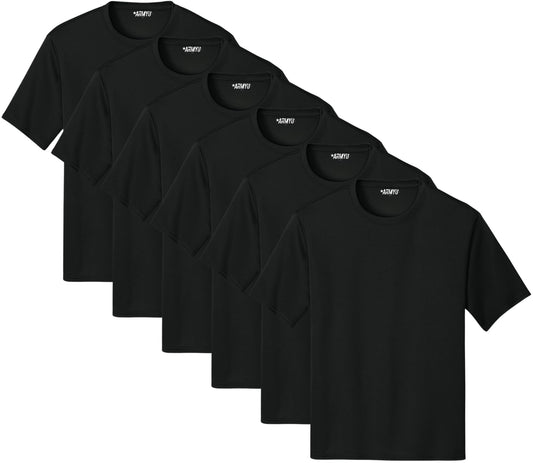 Solid Performance Military Tactical T-Shirts | 100% Polyester Moisture Wicking Crewneck Tee Shirts, 6-Pack