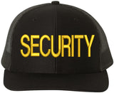 SECURITY Trucker Hat LARGE Embroidered SECURITY Officer Guard Professional Duty Mesh Back Snapback Cap