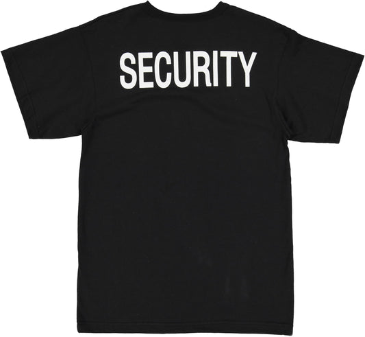 Black SECURITY T-Shirt - Double Sided Official Bouncer Party Event Raid Short Sleeve T-Shirt Security Guard Officer Tee
