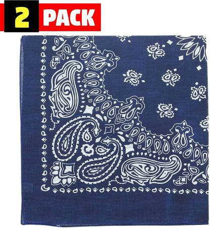 Trainmen Paisley Bandana Head Scarf Do-rag 100% Cotton Bandanna Cover 22" x 22", 2 Pack