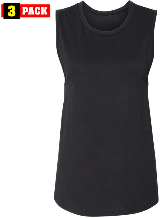Women's Jersey Muscle Tank Top Shirts | Soft Cotton Relaxed Fit Workout Cami Shirts | Sleeveless Athletic Tanks (3-Pack)