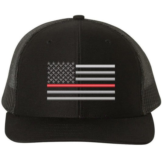 Thin Red Line USA Flag Snapback Trucker Hat Adjustable Mesh Back Baseball Cap