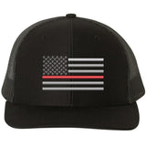 Thin Red Line USA Flag Snapback Trucker Hat Adjustable Mesh Back Baseball Cap