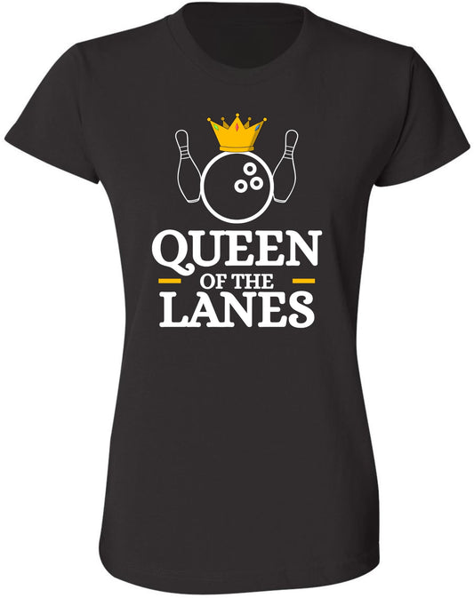 Queen of The Lanes Women Printed T-Shirt | 100% Cotton Crewneck Bowling Tee Shirt For Girls