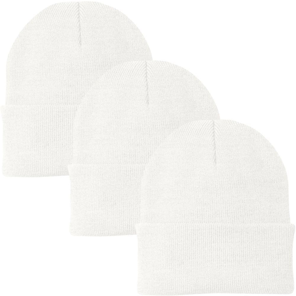 3 Pack Acrylic Beanie Watch Caps, Warm Knit Skull Cap for Men & Women, Blanks Soft Winter Hats