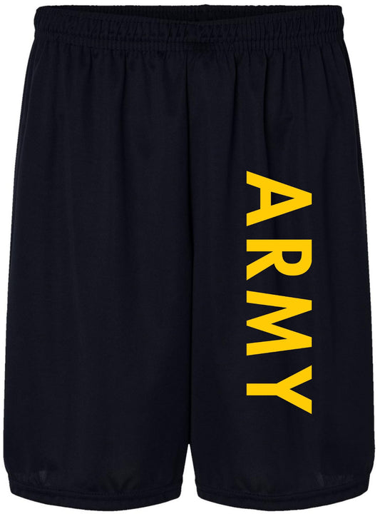 Army Printed Shorts | USA Military Army 100% Polyester Running Training Joggers For Men & Women, Black