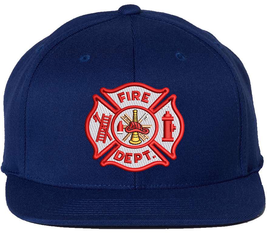Fire Department Logo Snapback Hat | Adjustable Flat Bill Cap for Fire Department Rescue Support