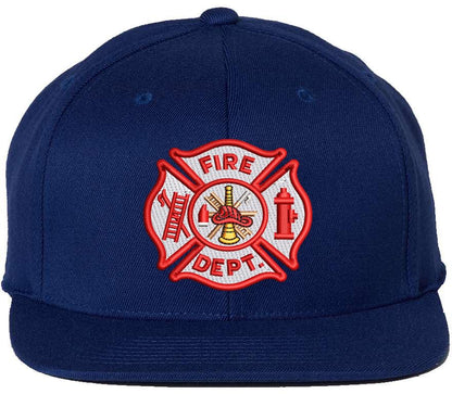 Fire Department Logo Snapback Hat | Adjustable Flat Bill Cap for Fire Department Rescue Support
