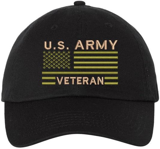 US Army Veteran USA Flag Embroidered Dad Hat Unstructured USA Army Military Vet Adjustable Baseball Cap