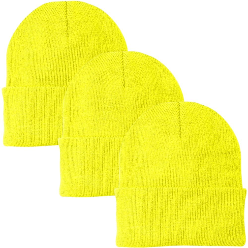 3 Pack Acrylic Beanie Watch Caps, Warm Knit Skull Cap for Men & Women, Blanks Soft Winter Hats
