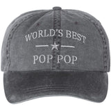 World's Best Pop Pop Embroidered Dad Hat | Funny Grandpa Birthday Father's Day Gift Vintage Style Cap