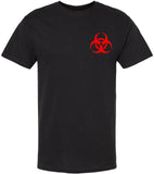 Biohazard Symbol Printed T-Shirt | Red Hazard Warning Graphic Street Cool Tee Shirt for Men & Women