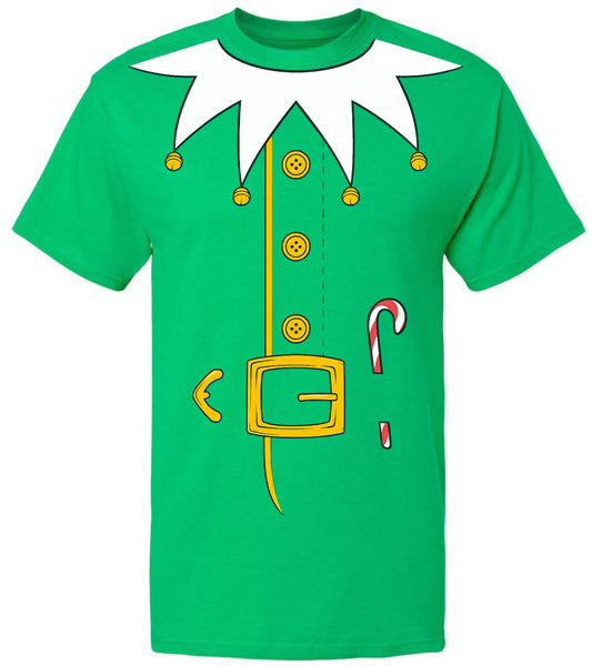 Elf Printed T-Shirt | Holiday Christmas Costume Crewneck Tees | Short Sleeve Fun Party Shirt for Men & Women