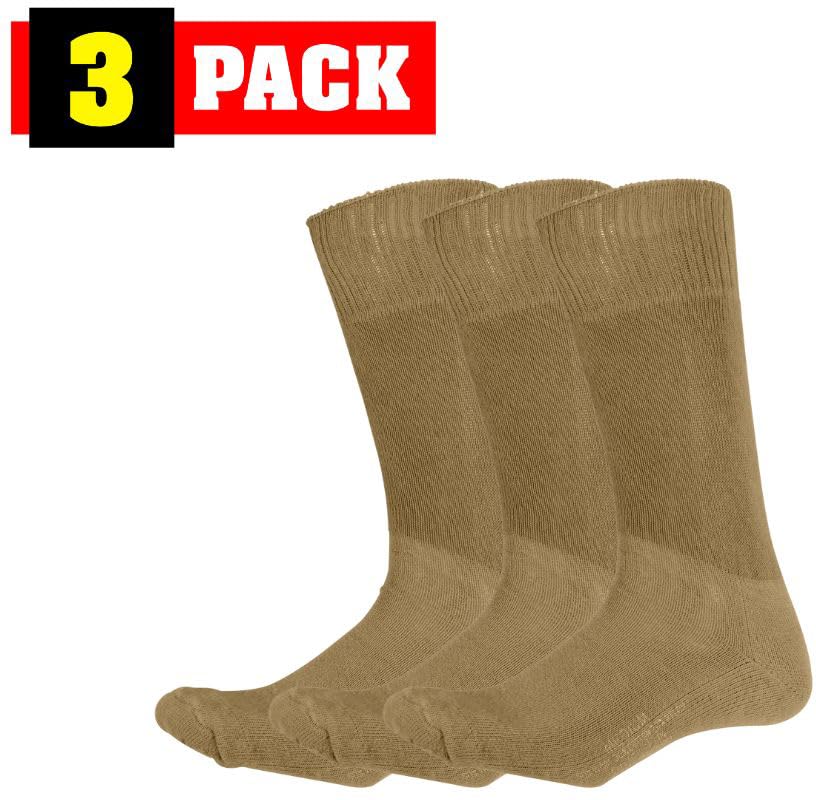 Genuine GI Military Tactical Boot Socks – US Made Wool Blend Cushion Sole Army Moisture-Wicking Combat Socks (3-Pack)