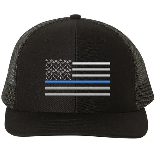 Army Universe Thin Blue Line USA Flag Snapback Trucker Hat Adjustable Mesh Back Baseball Cap