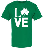 Love Printed T-Shirt | St. Patrick's Day Irish Holiday Costume Fun Party Tee Shirt for Men & Women, Kelly Green