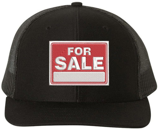 FOR SALE Sign Embroidered Trucker Hat | Adjustable Structured Mesh Back Baseball Cap