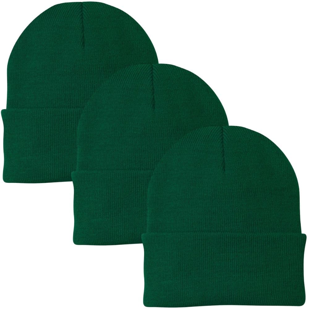 3 Pack Acrylic Beanie Watch Caps, Warm Knit Skull Cap for Men & Women, Blanks Soft Winter Hats