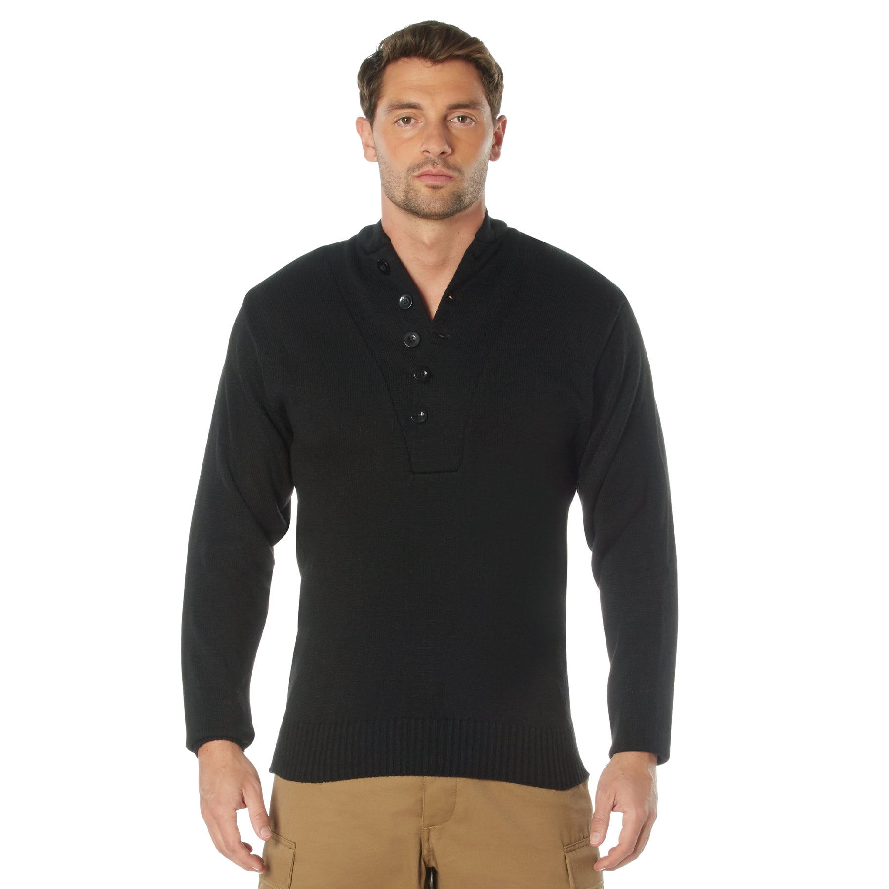 Navy Blue Sweater Men Acrylic V-Neck Sweater Military Stylish V