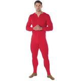 Red Cotton Union Suit – Classic One-Piece Thermal Long Johns with Rear Flap