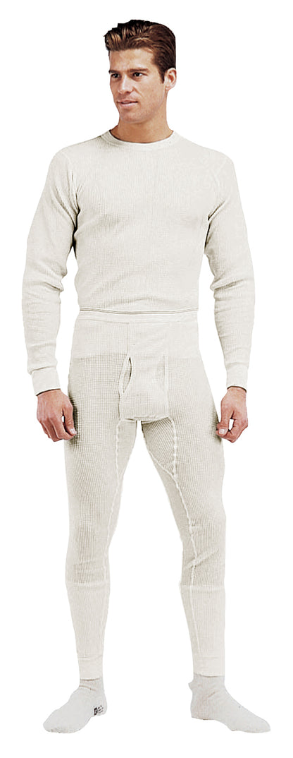Natural White - Cold Weather Thermal Knit Underwear Pants - Cotton Polyester