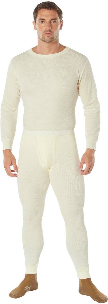 Natural White - Cold Weather Thermal Knit Underwear Pants - Cotton Polyester