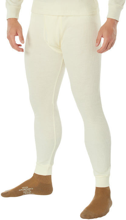 Natural White - Cold Weather Thermal Knit Underwear Pants - Cotton Polyester