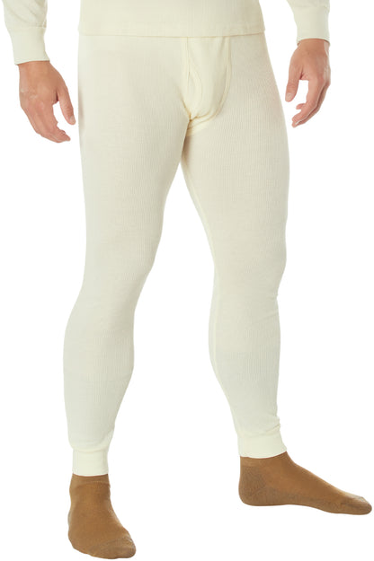 Natural White - Cold Weather Thermal Knit Underwear Pants - Cotton Polyester