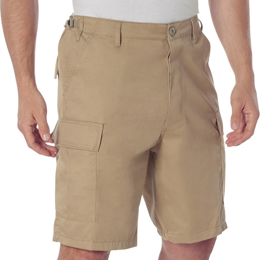 Khaki - Tactical Cargo BDU Shorts - Polyester Cotton Twill - Button Fly